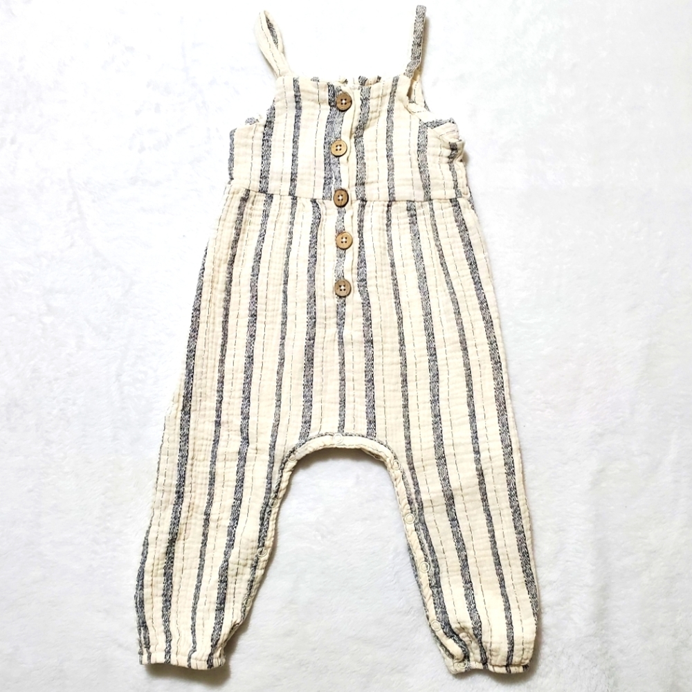 Jessica Simpson Romper Cream Gray Stripes Girls 18M